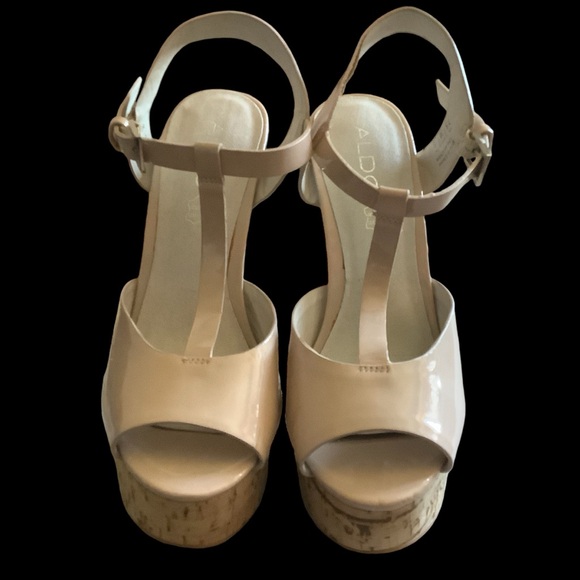 ALDO JESTER NUDE T-STRAP PLATFORM HIGH HEELS/ Size 7.5 - Picture 3 of 15